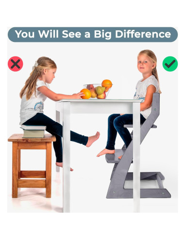 Silla Alta Fornel de Madera Ajustable para Niños - Gris