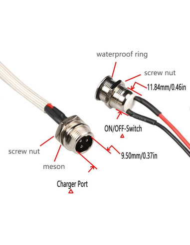 Puerto de Carga para Hoverboard Mouow con Interruptor
