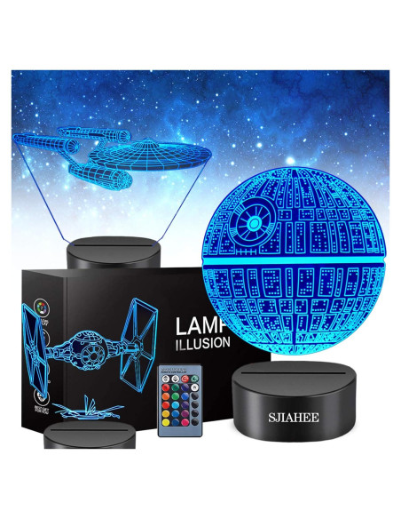 Lámpara 3D Star Wars SJIAHEE - Luz nocturna multicolor con control remoto