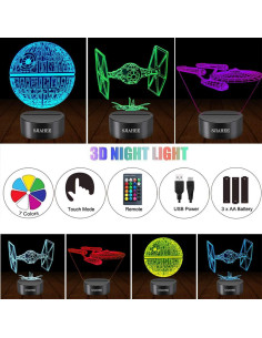Lámpara 3D Star Wars SJIAHEE - Luz nocturna multicolor con control remoto 2