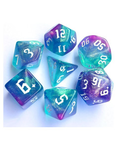 Dados Poliedricos DND 7 Piezas Verde Púrpura ALiuxiluo