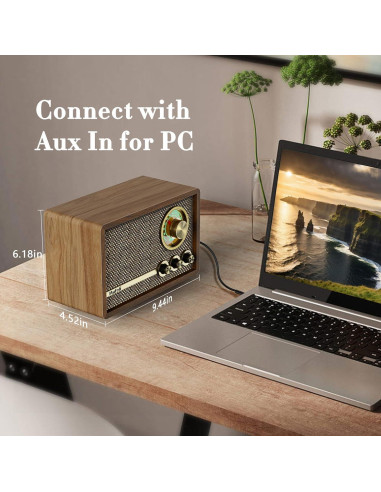 Radio Retro Mufoli RA60S-G Bluetooth y Ruido Blanco