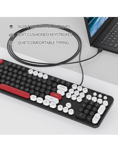 Teclado Retro USB Owpkeenthy Completo con Teclas Flotantes