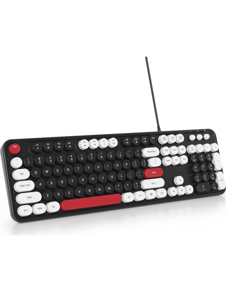 Teclado Retro USB Owpkeenthy Completo con Teclas Flotantes