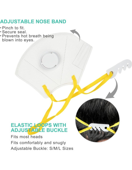 Mascarilla N95 LotFancy con Válvula - 10 Piezas