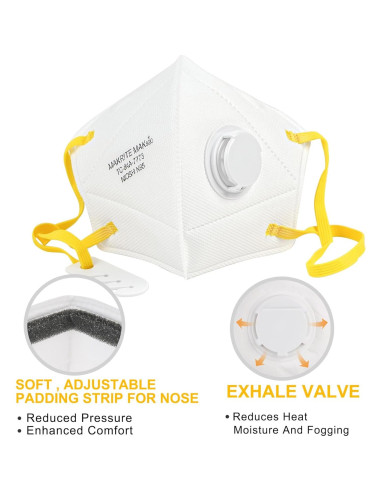 Mascarilla N95 LotFancy con Válvula - 10 Piezas