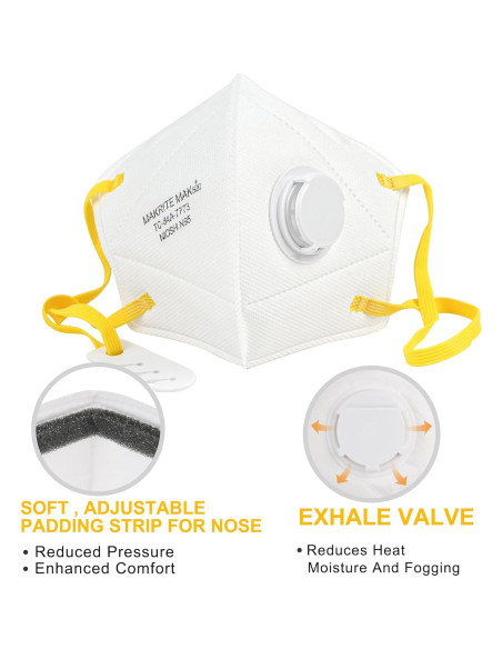 Mascarilla N95 LotFancy con Válvula - 10 Piezas