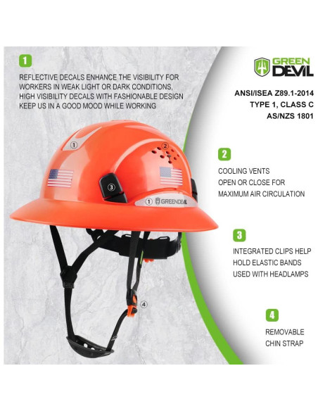 Casco de Seguridad GREEN DEVIL Mervex Vent FB Naranja