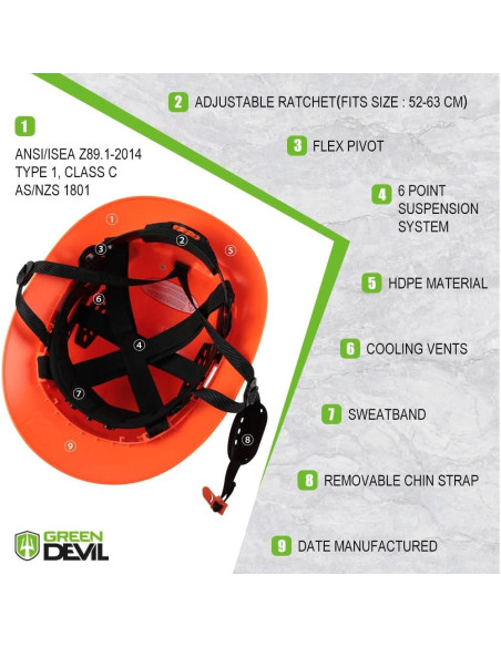 Casco de Seguridad GREEN DEVIL Mervex Vent FB Naranja