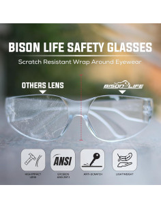 Gafas de Seguridad BISON LIFE - Lente Claro Antirrayaduras 2
