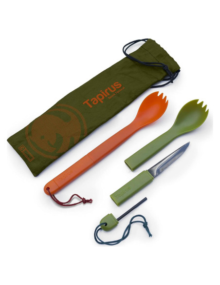 Spork Táctico Tapirus 2-pack Naranja/Verde 3 en 1 Camping
