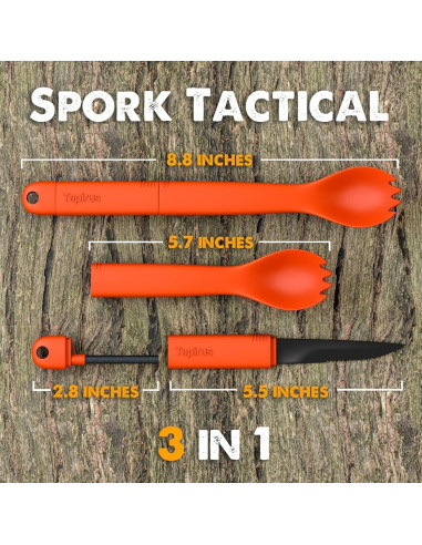 Spork Táctico Tapirus 2-pack Naranja/Verde 3 en 1 Camping
