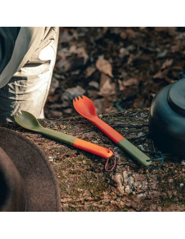 Spork Táctico Tapirus 2-pack Naranja/Verde 3 en 1 Camping