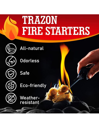 Encendedores de Madera TRAZON para BBQ y Chimenea 50 Piezas