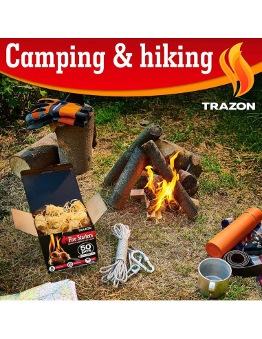 Encendedores de Madera TRAZON para BBQ y Chimenea 50 Piezas