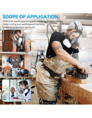 Máscara de Respirador Completa con Filtros para Pintura