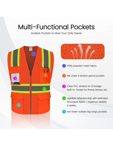 Chaleco de Seguridad Naranja Uno Mejor XL Reflectante