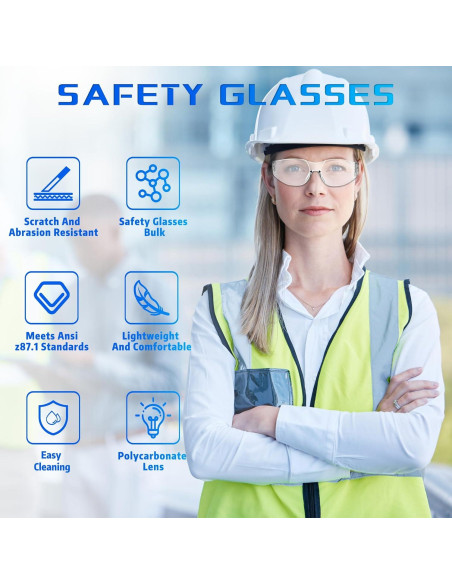 Gafas de Seguridad Salfboy ANSI Z87.1 Claras UV 10 Piezas
