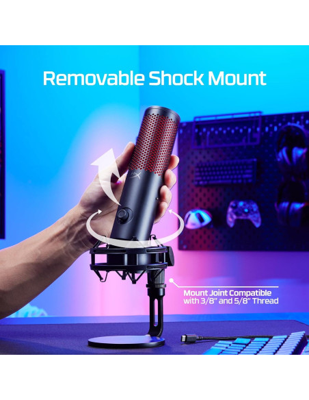 HyperX QuadCast 2 - Micrófono USB para Streaming y Podcasting