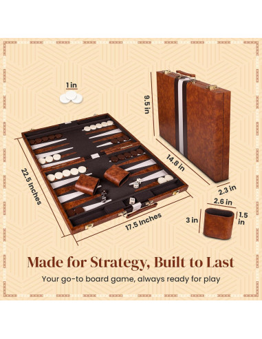 Juego de Backgammon Crazy Games Mediano 38 cm con Estuche