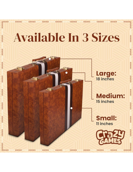 Juego de Backgammon Crazy Games Mediano 38 cm con Estuche