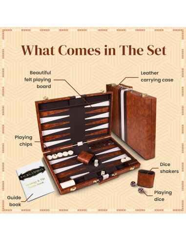 Juego de Backgammon Crazy Games Mediano 38 cm con Estuche