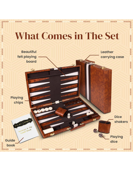 Juego de Backgammon Crazy Games Mediano 38 cm con Estuche