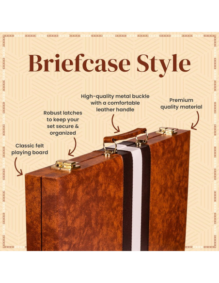 Juego de Backgammon Crazy Games Mediano 38 cm con Estuche