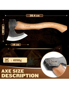 Hacha de Camping TIVOLI 15" Acero Carbono Mango Fresno 2