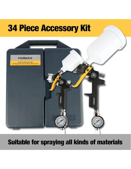 Pistola de Pintura HVLP Fornax ZAK3401 600ml 2 Boquillas
