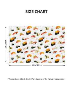 Juego de 4 Manteles Cuadrados Qdoepfl Lino 30x45 cm Sushi Kawaii 2