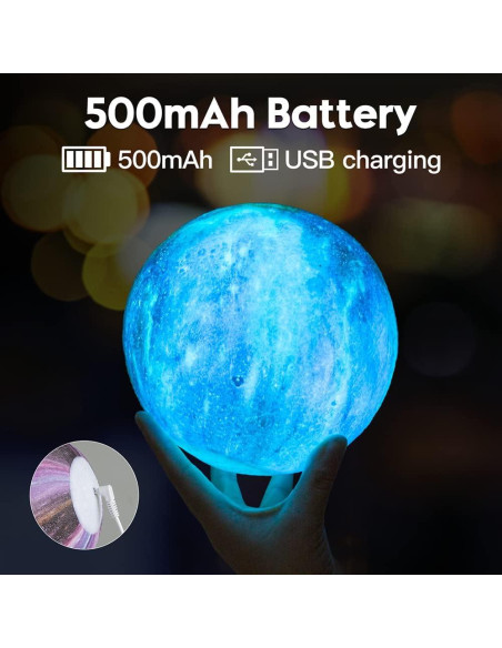 Lámpara de Luna BRIGHTWORLD 3D LED 16 Colores Control Remoto