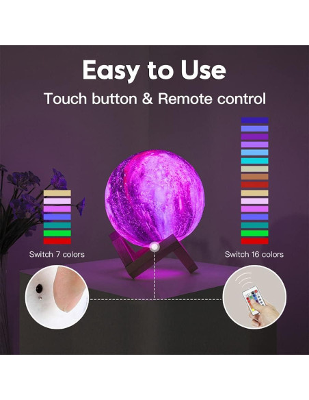 Lámpara de Luna BRIGHTWORLD 3D LED 16 Colores Control Remoto