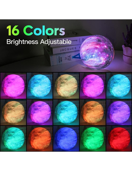Lámpara de Luna BRIGHTWORLD 3D LED 16 Colores Control Remoto
