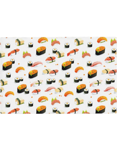 Juego de 4 Manteles Cuadrados Qdoepfl Lino 30x45 cm Sushi Kawaii