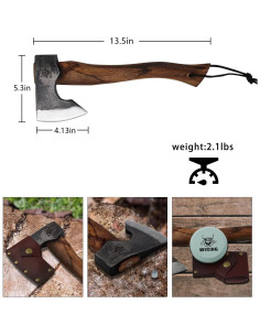 Hacha de Camping WICING 34.3 cm Acero al Carbono con Funda 2
