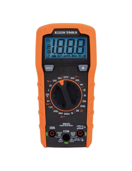 Multímetro Klein Tools MM325, 600V AC/DC, prueba de baterías