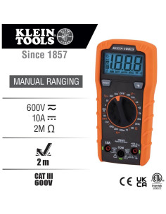 Multímetro Klein Tools MM325, 600V AC/DC, prueba de baterías 2