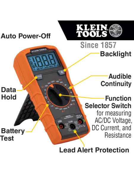 Multímetro Klein Tools MM325, 600V AC/DC, prueba de baterías