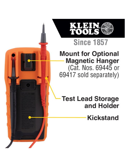 Multímetro Klein Tools MM325, 600V AC/DC, prueba de baterías
