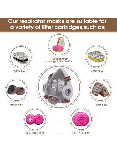 Máscara Respiratoria JLJ con Gafas y Filtros Reutilizables