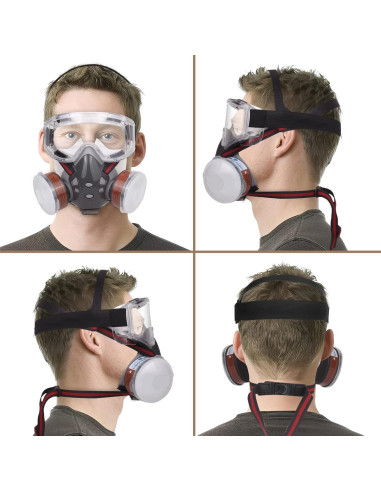 Máscara Respiratoria JLJ con Gafas y Filtros Reutilizables