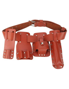 Cinturón de herramientas de cuero Yuecoom 5 en 1 rojo oscuro