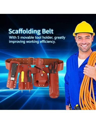 Cinturón de herramientas de cuero Yuecoom 5 en 1 rojo oscuro