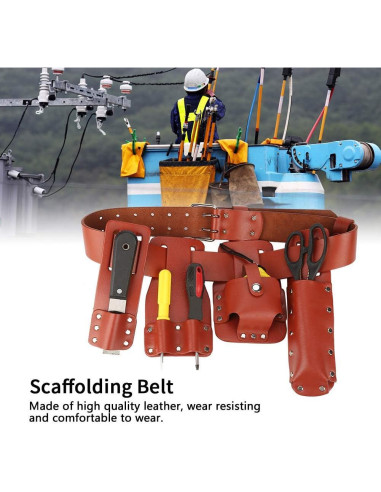 Cinturón de herramientas de cuero Yuecoom 5 en 1 rojo oscuro