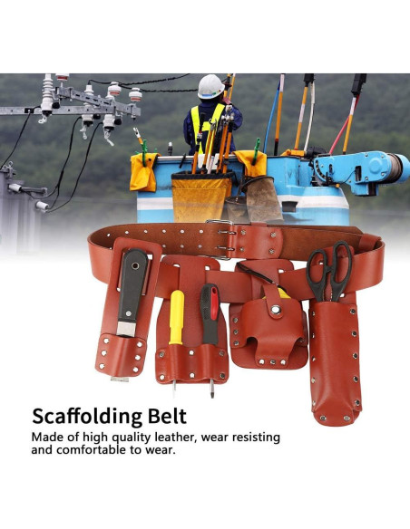 Cinturón de herramientas de cuero Yuecoom 5 en 1 rojo oscuro