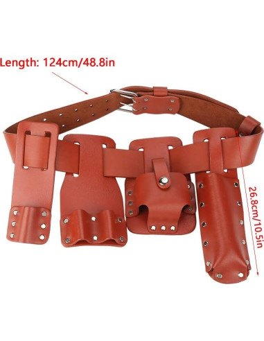 Cinturón de herramientas de cuero Yuecoom 5 en 1 rojo oscuro