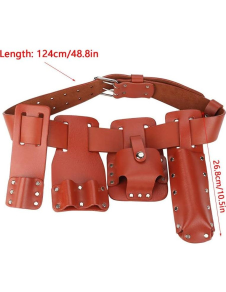 Cinturón de herramientas de cuero Yuecoom 5 en 1 rojo oscuro