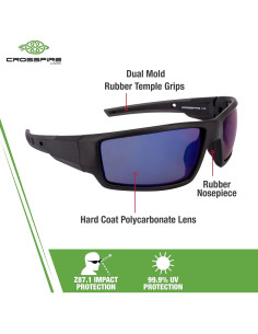 Gafas de Seguridad Crossfire Cumulus Negro Mate Espejo Azul 2