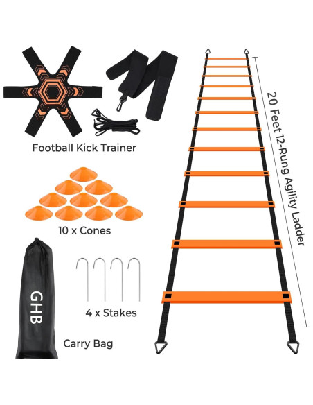 Conjunto de Entrenamiento de Agilidad GHB 6m 12 Peldaños